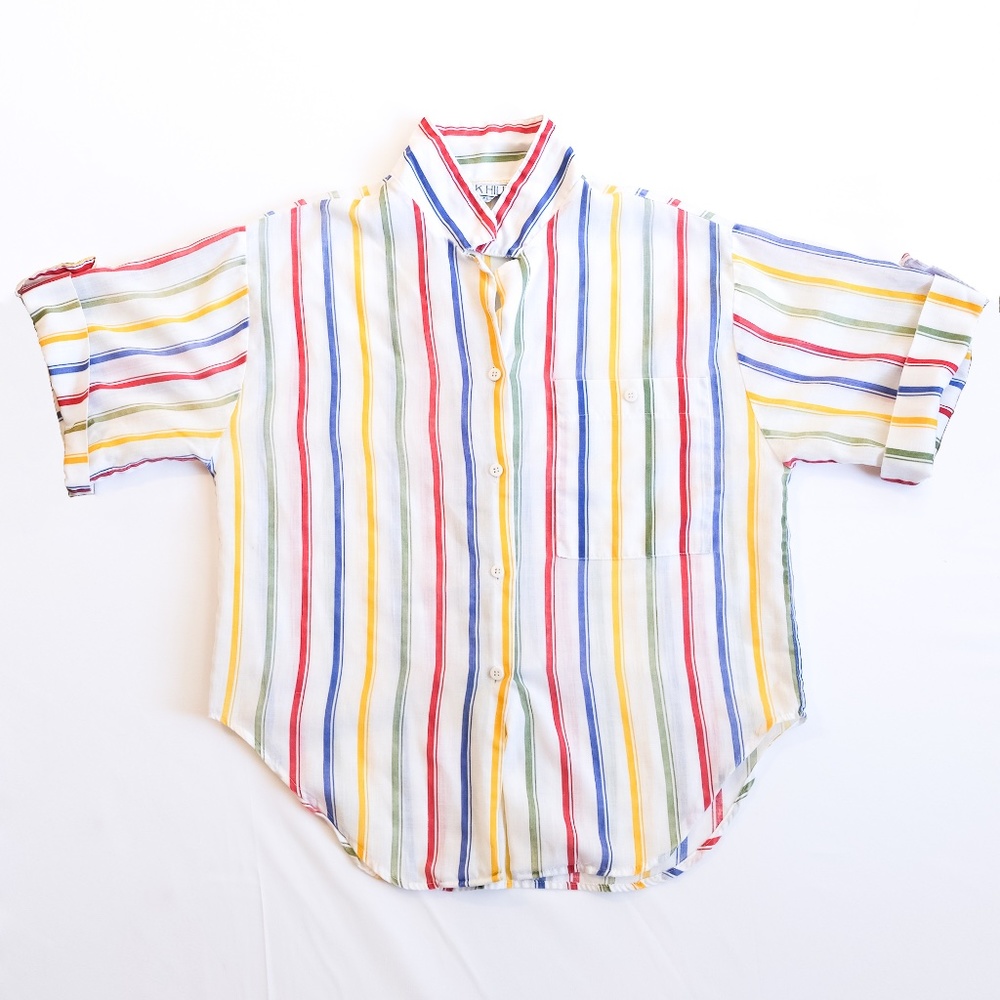Oak Hill Striped Short Sleeve Blouse Summer